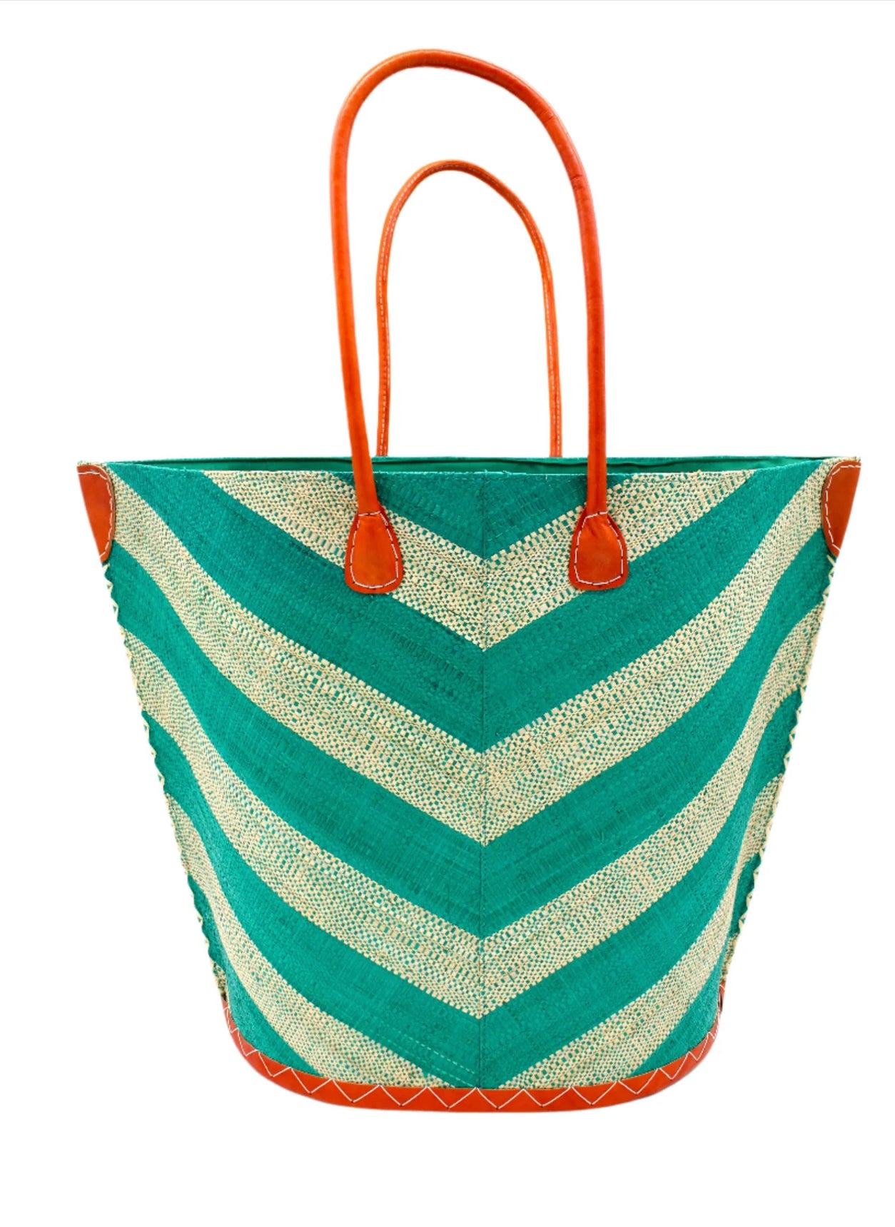 Madagascar Large Tote - Chevron Teal