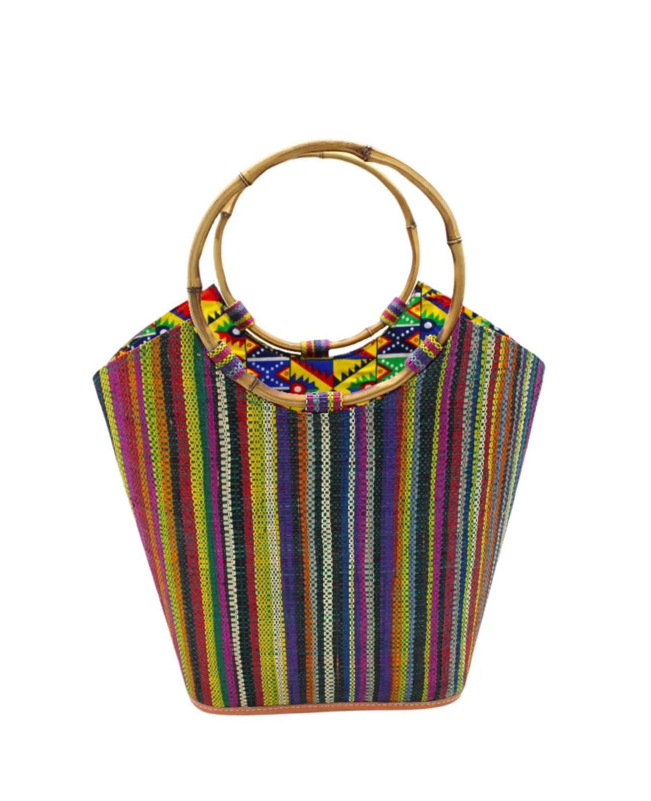 Madagascar Square Tote -Bamboo Handle -Bold