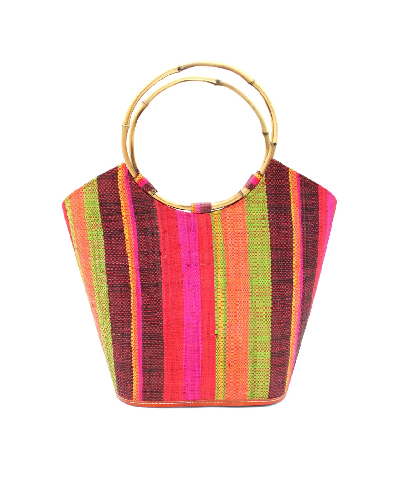 Madagascar Square Tote -Bamboo Handle -Diva