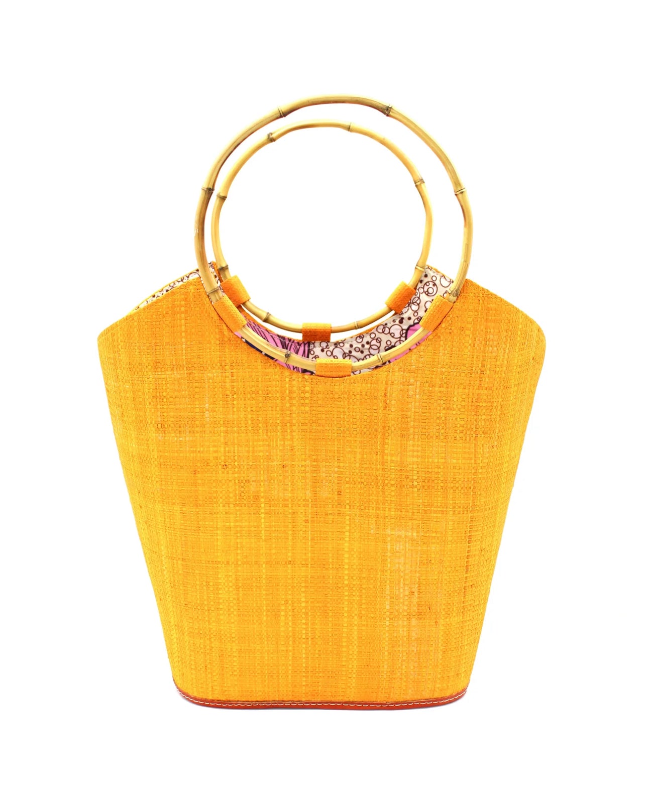Madagascar Tote -Bamboo Handle -Yellow