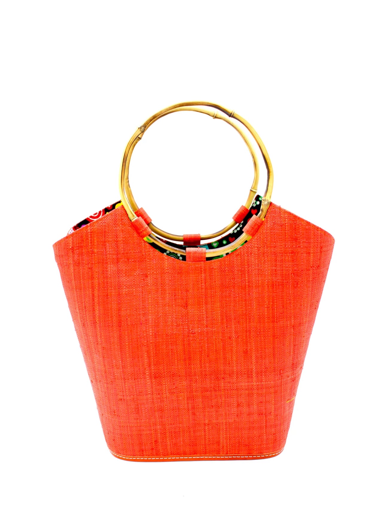 Madagascar Tote -Bamboo Handle -Coral