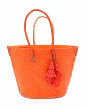 Madagascar Double Woven Tote -Coral