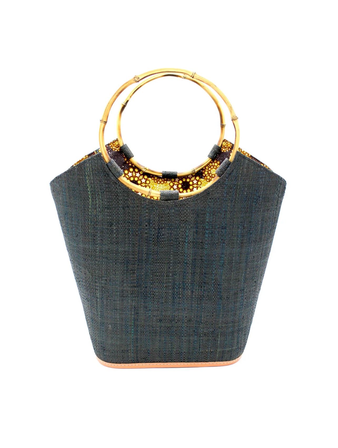 Madagascar Tote -Bamboo Handle -Black