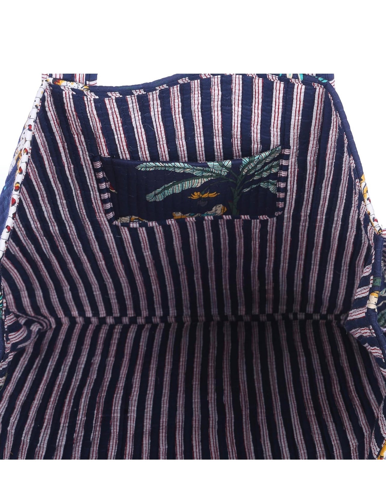 Handblock Cotton Quilted Totes-Navy