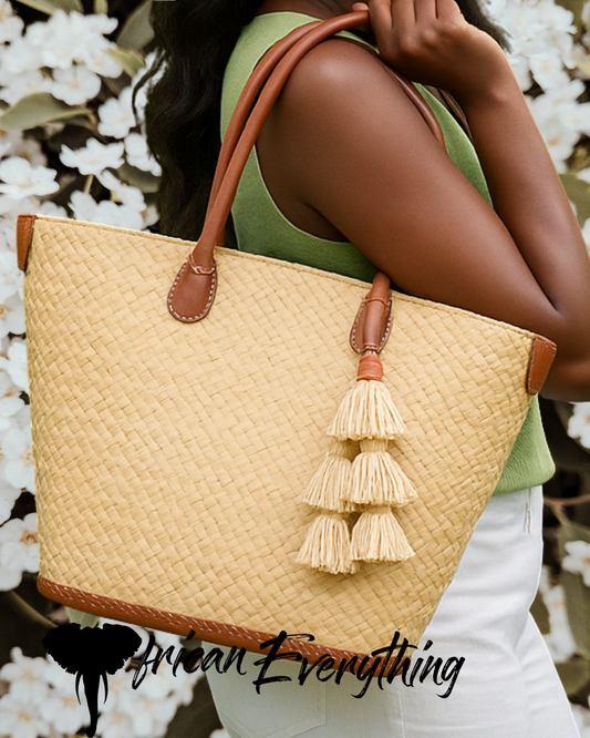 Madagascar Double Woven Tote -Natural