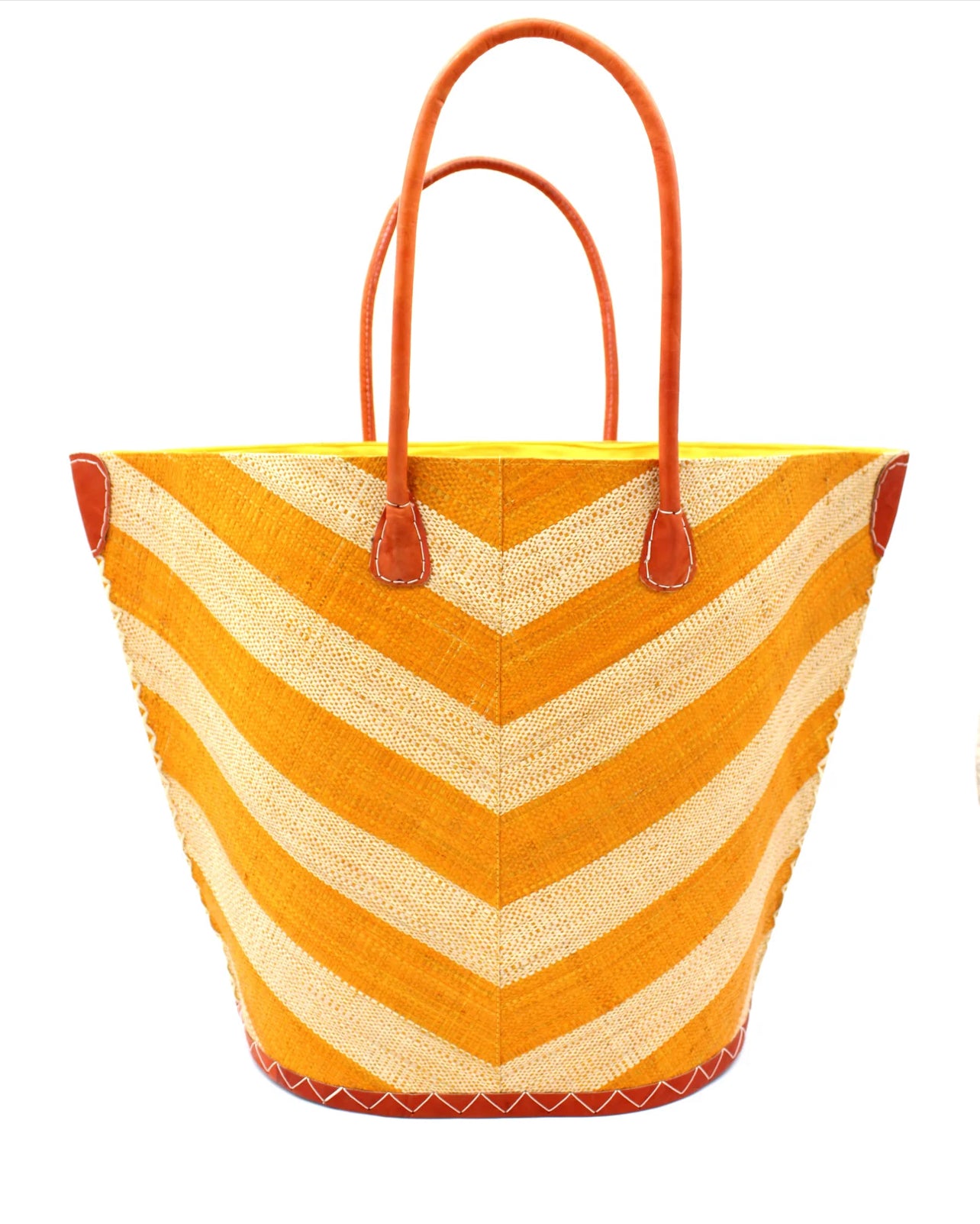 Madagascar Large Tote - Chevron Mustard