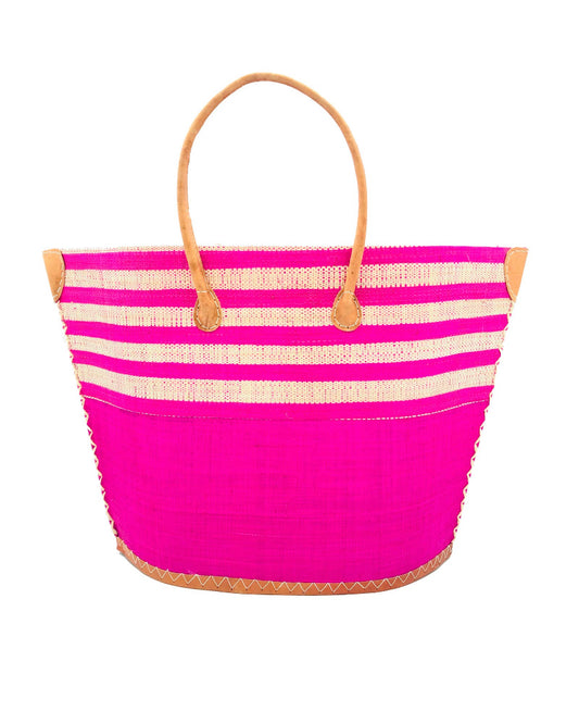 Madagascar Horizontal Line Tote -Raspberry