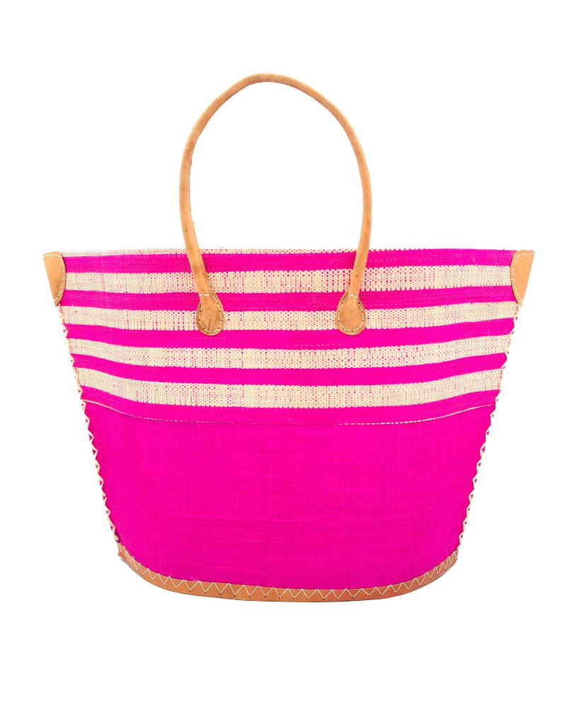 Madagascar Horizontal Line Tote -Raspberry