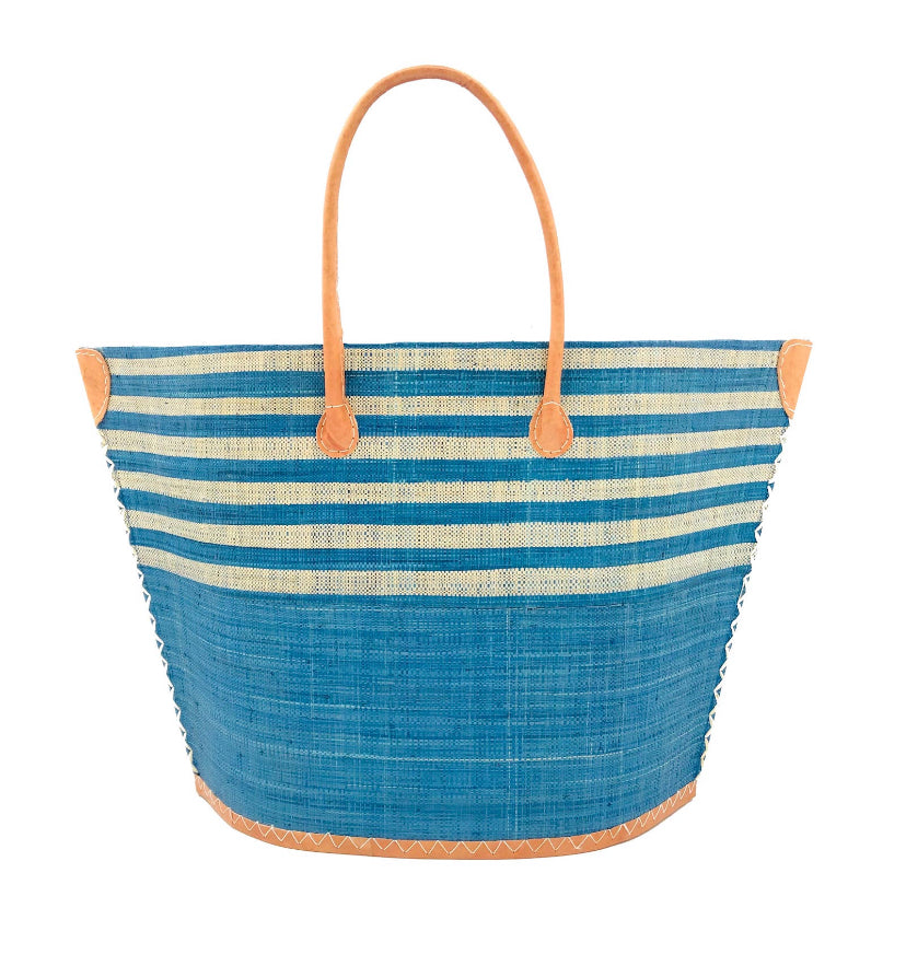 Madagascar Tote Horizontal Lines- Blue