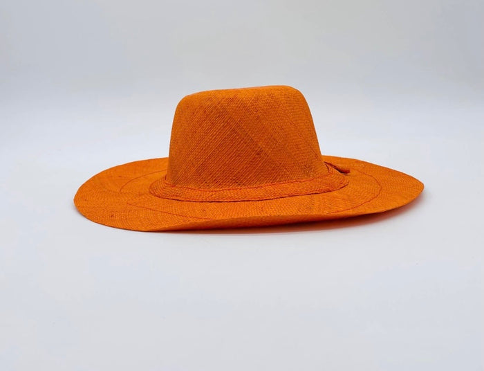 Madagascar Palm Leaf Hat 3inch Brim Orange
