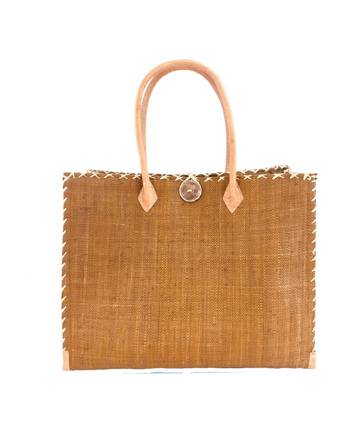 Madagascar Solid Plastic Line Tote -Tobacco