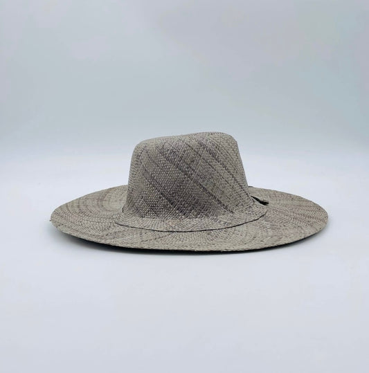 Madagascar Palm Leaf Hat 3inch Brim Grey