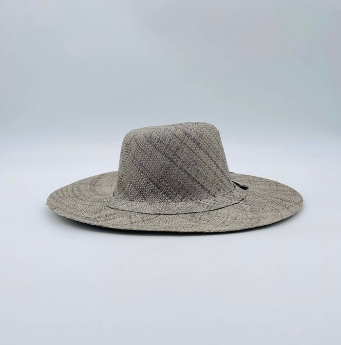 Madagascar Palm Leaf Hat 3inch Brim Grey