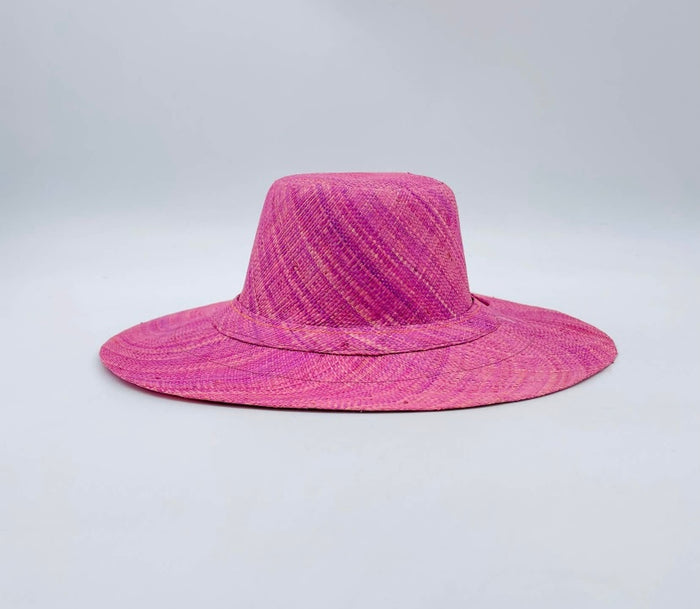 Madagascar Palm Leaf Hat 3inch Brim Pink